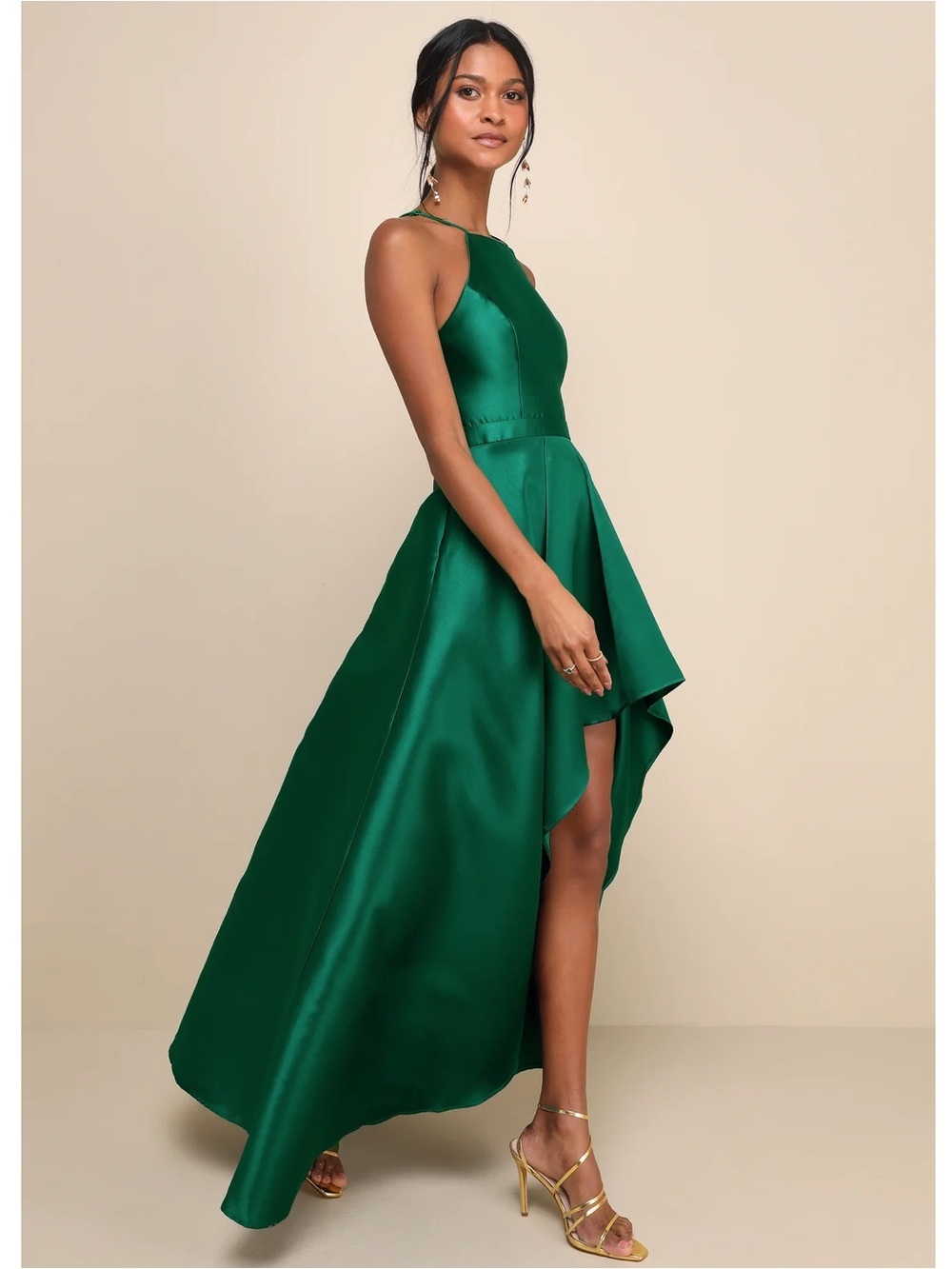 NWT Lulu’s Broadway Show Emerald Green High-Low Maxi Gown Dress M & XL 882102 - Picture 4 of 15